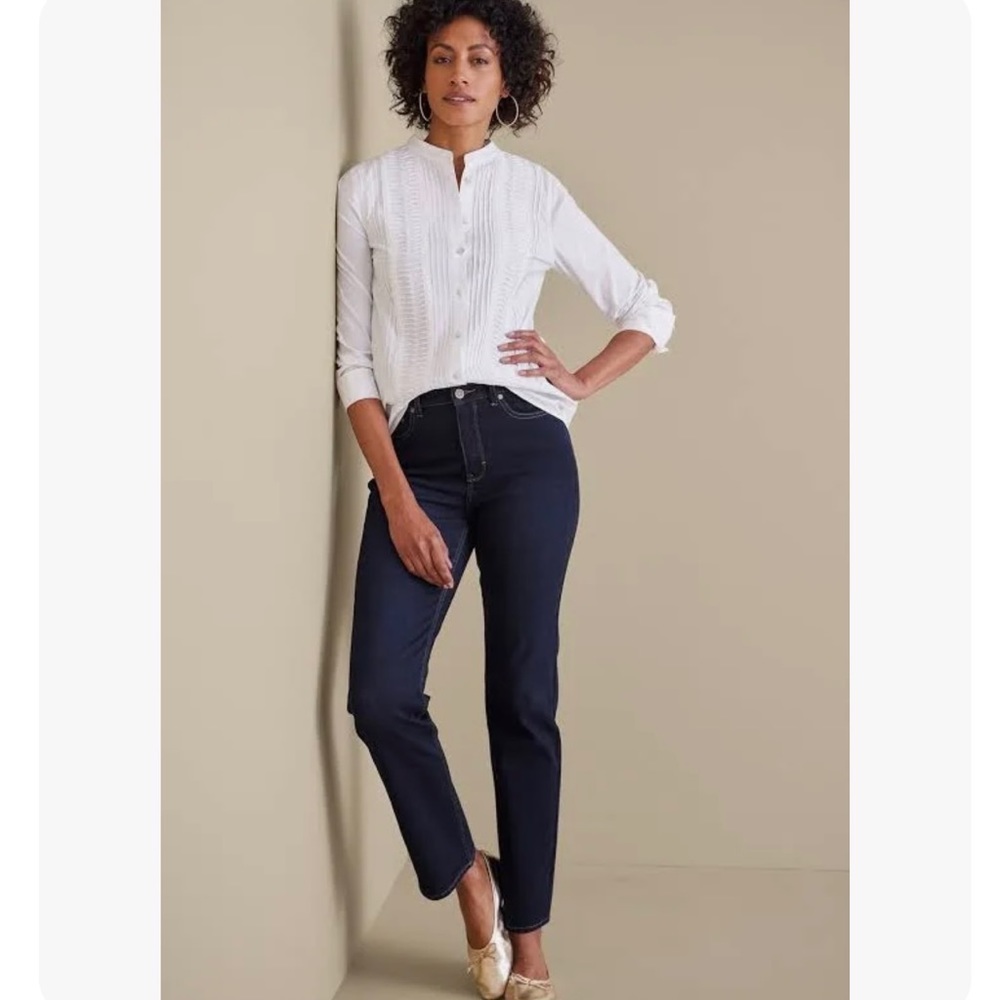 Soft Surroundings Denim High Waist Straight Leg Jeans Size 4